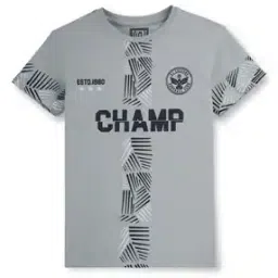 Boys Typographic Print Regular Fit Crew-Neck T-Shirt-image-26