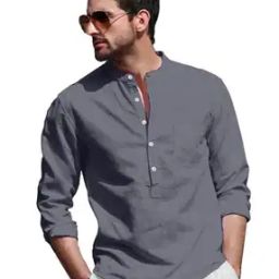 Men Regular Fit Short Kurta with Patch Pocket-image-36