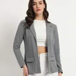 Women Front-Open Slim Fit Blazer-image-4