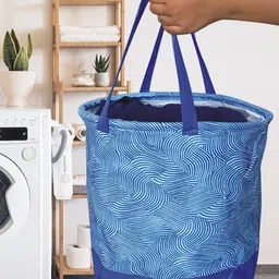 Kuber Industries Blue & White Printed Waterproof Laundry Bag-image-33
