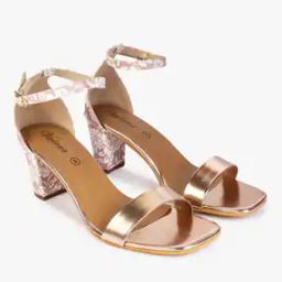 Floral Print Blocked Heels with Ankle-Strap-image-102