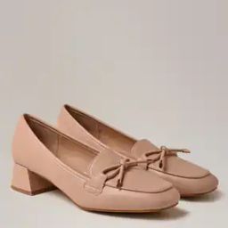 Chunky Heeled Loafers with Bow-14