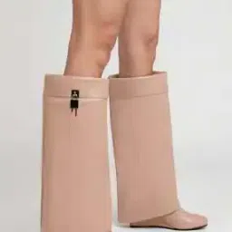 Women Knee-Length Boots with Padlock Detail-picture-20
