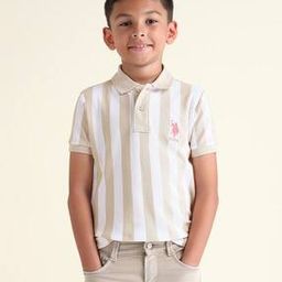 Boys Striped Regular Fit Cotton Polo T-Shirt-image-23