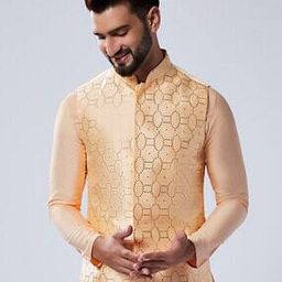 Men Regular Fit Embroidered Nehru Jacket-image-78