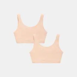 Pack of 2 Girls Ribbed Non-Wired Sports Bras-image-2