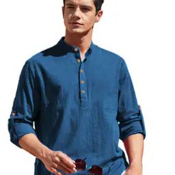 Men Mandarin-Collar Slim Fit Short Kurta-image-87