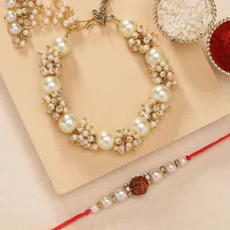 KARATCART Set Of 2 Gold-Plated Kundan Studded Rakhi & Lumba-21