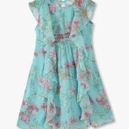 Girls Floral Print Fit & Flare Dress-image-37