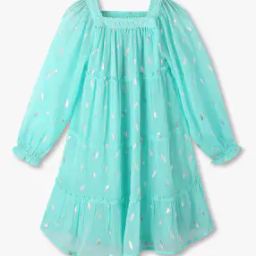 Girls Foil Print Tiered Dress-image-71