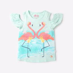 Flamingo Print Cold-Shoulder Top-image-3