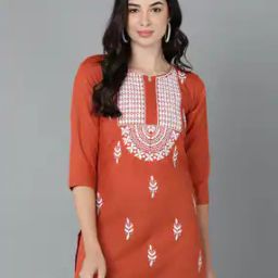 Women Embroidered A-Line Kurti-image-41