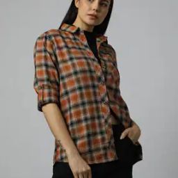 Women Checked Shirt with Patch Pocket-image-24