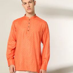 Dot-Dobby Short Kurta-image-3