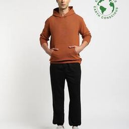 Men Waffle Knit Relaxed Fit Hoodie-image-33