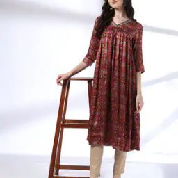 Women Floral Print Empire Kurta-image-2