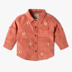 Boys Embroidered Regular Fit Cotton Corduroy Shirt-image-50