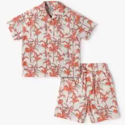 Boys Tropical Print Shirt & Shorts Set-image-15