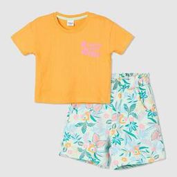 Typographic Print Round-Neck T-Shirt & Shorts Set-image-42