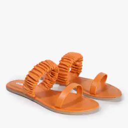 Ruched Strap Slip-On Flat Sandals-11