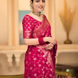 Women Banarasi Saree with Woven Motifs-image-18