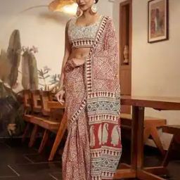 Women Printed Cotton Saree-image-6
