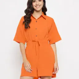 Women Playsuit with Elasticated Drawstring Waist-image-29