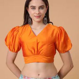 Women Slip-On Blouse with Puff Sleeves-picture-11