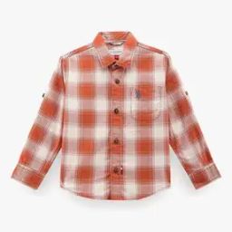 Boy Checked Regular Fit Cotton Shirt with Patch Pocket-image-73
