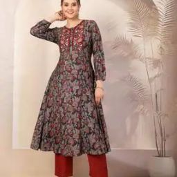 Floral Print Flared Kurta Set-image-50