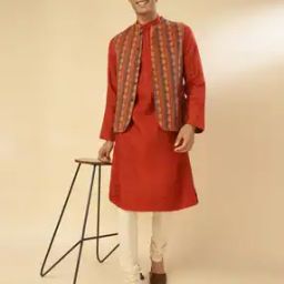 FabBasics Men Printed Slim Fit Nehru Jacket-21