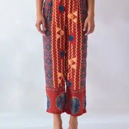 Women Ajrak Print Straight Fit Pants-image-2