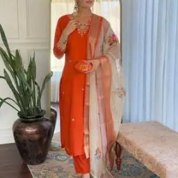 Women Embroidered Straight Kurta Set-image-61