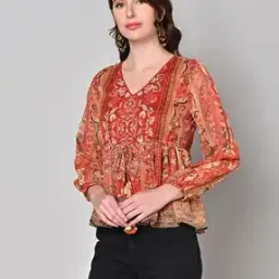 Floral Print Flared Kurti-image-1
