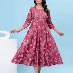  Women Leaf Print and Embroidery Anarkali Kurti-image-95