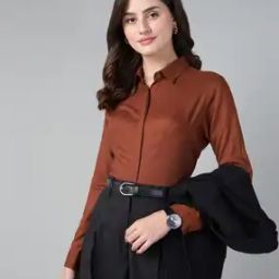 Women Spread Collar Shirt with Full Sleeves -image-54