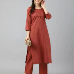  Women Cotton Stripes Kurta Set-image-73