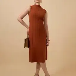 Women High-Neck Bodycon Dress-image-89