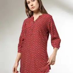 Women Chevron Print Straight Kurti-picture-19