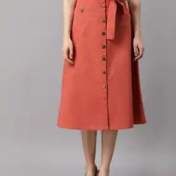 Button-Down A-Line Midi Skirt-9