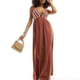 V-Neck Crochet Bust Maxi Dress-image-27