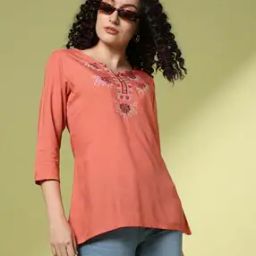 Women Embroidered Relaxed Fit Tunic-2