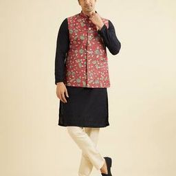 Men Floral Print Regular Fit Nehru Jacket-image-65