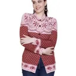 Women Round-Neck Cardigans with Button-Closure-image-5