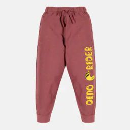 Boys Typographic Print Joggers with Drawstring Waist-image-55
