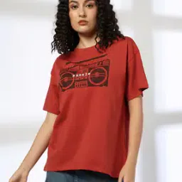 rio for trends select Women Graphic Print Oversized Round-Neck T-Shirt-picture-27