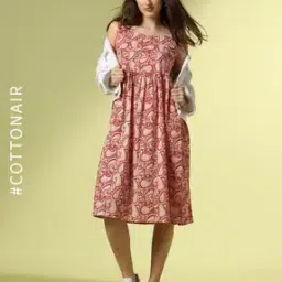 Women Floral Print A-Line Dress-image-91
