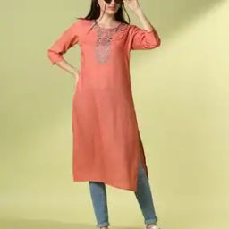 Women Embroidered Straight Kurta-image-60