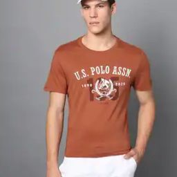 Men Brand Print Slim Fit Crew-Neck T-Shirt-image-86