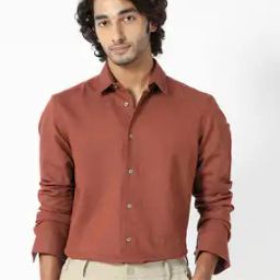 Men Slim Fit Spread-Collar Shirt-image-73